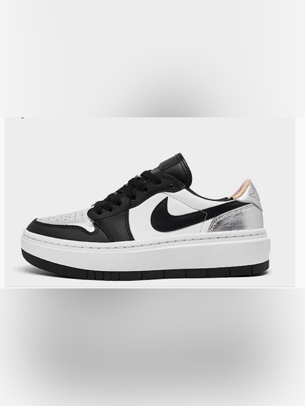 Nike Air Jordan 1 Elevate low  Lace-Up Sneaker in Black, White and Silver